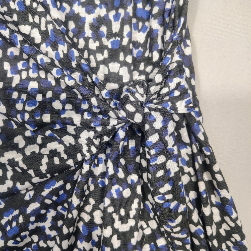 Nicole Miller Dress Women XXL Blue Abstract Knot Front Jersey Knit Short Sleeve - Picture 9 of 10